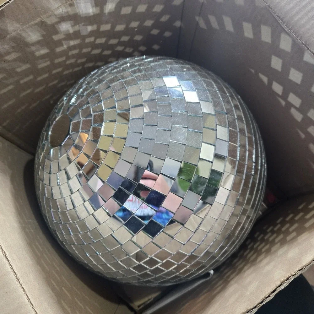Mirror Disco Ball 12 Inch Silver Party Disco‎ Ball with Hanging Ring Luma Series
